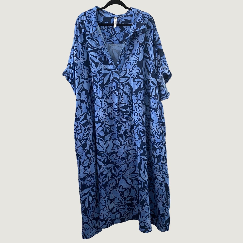 Belle Isle By Torrid 100% Cotton Maxi Dress Plus Size 4 Tropical Coastal Resort